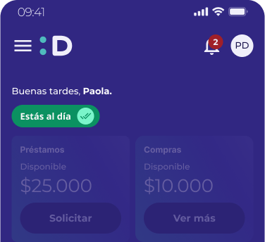 Imagen de un telefono con la aplicación de préstamos de Pago Después